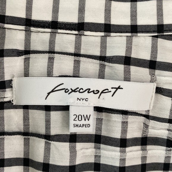 Foxcroft Germaine Crinkle Mini Check Button Up Tunic Shirt 3/4 Sleeve Textured - Picture 9 of 16